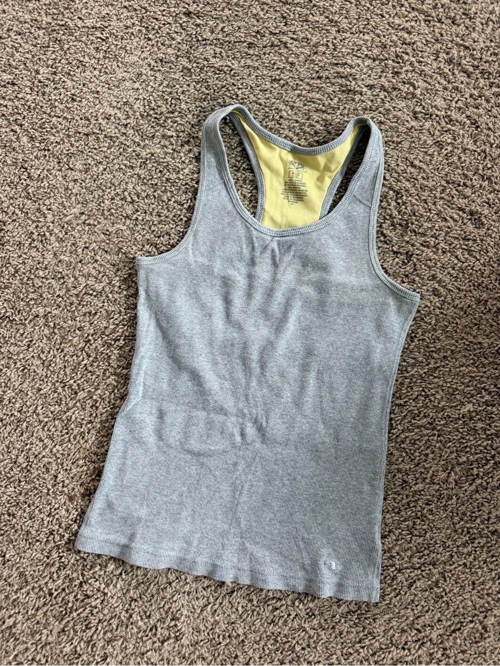 Athletic Works Women's Gray Racerback Tank with Yellow Lining